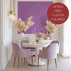 Purple Wildflower Wallpaper Floral Doodle Murals Modern Background Wallpaper Self Adhesive Peel and Stick Home House Wall Decoration