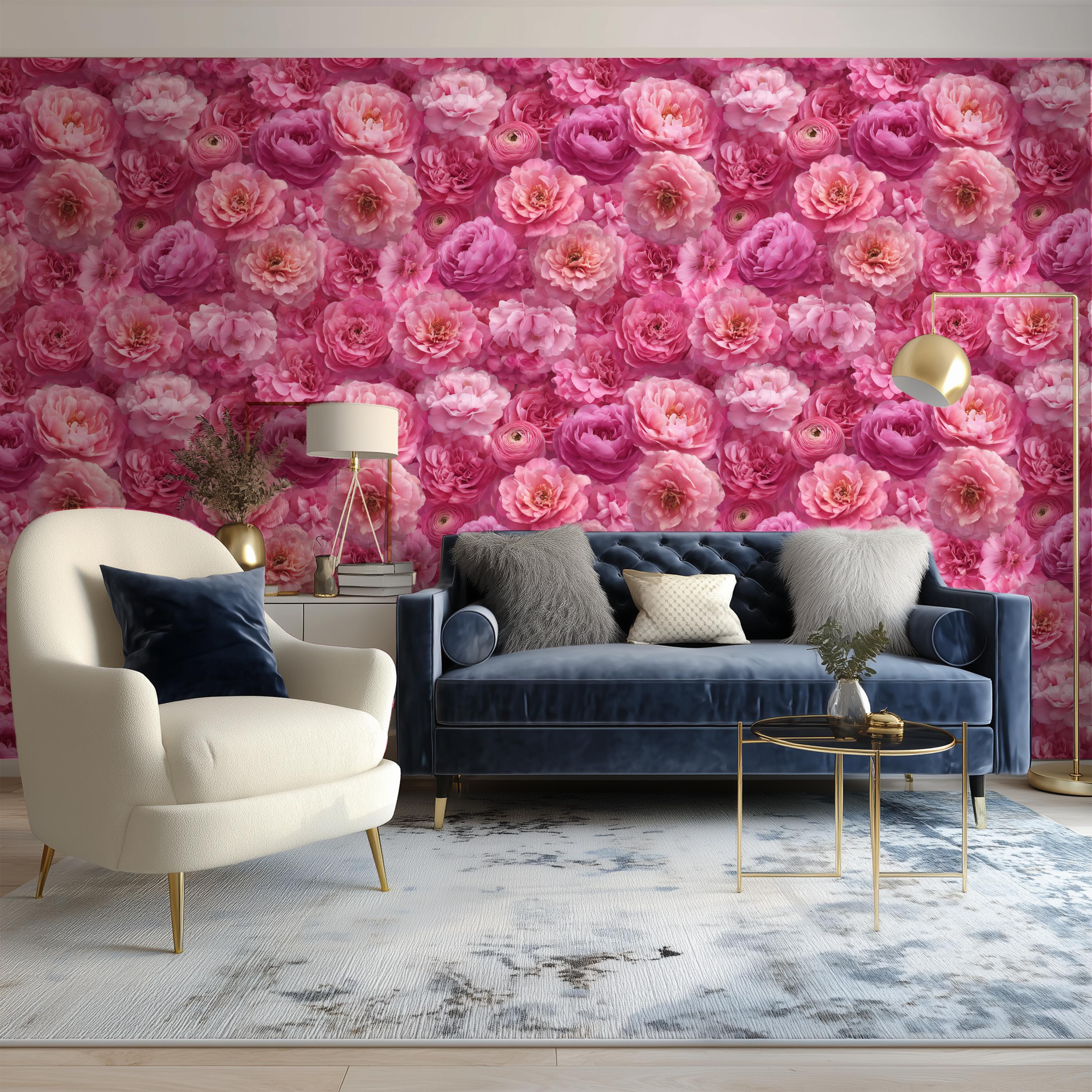 Peel and Stick Peony Wallpaper Mural: Pink Floral Wall Decor | USA ...