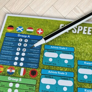 Speelschema EK Voetbal 2024 Duitsland Invulbaar Wedstrijdschema voor Voetballiefhebbers Nederlands Afdrukbaar Digitale Download PDF A4 afbeelding 2