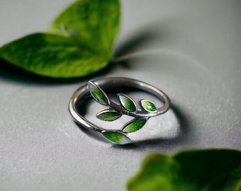 Silver Leaf Ring, 925 Sterling Silver Ring, Adjustable Silver Ring, Ivy Leaf Ring