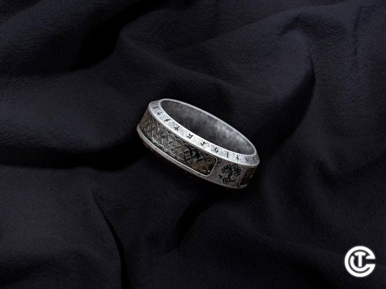 Bague Viking, Bijoux Viking, Viking, Bague Viking Yggdrasil, Bague Viking Ouroboros, Bague Arbre De Vie Scandinave, Ancien Viking, Runes Celtiques image 4