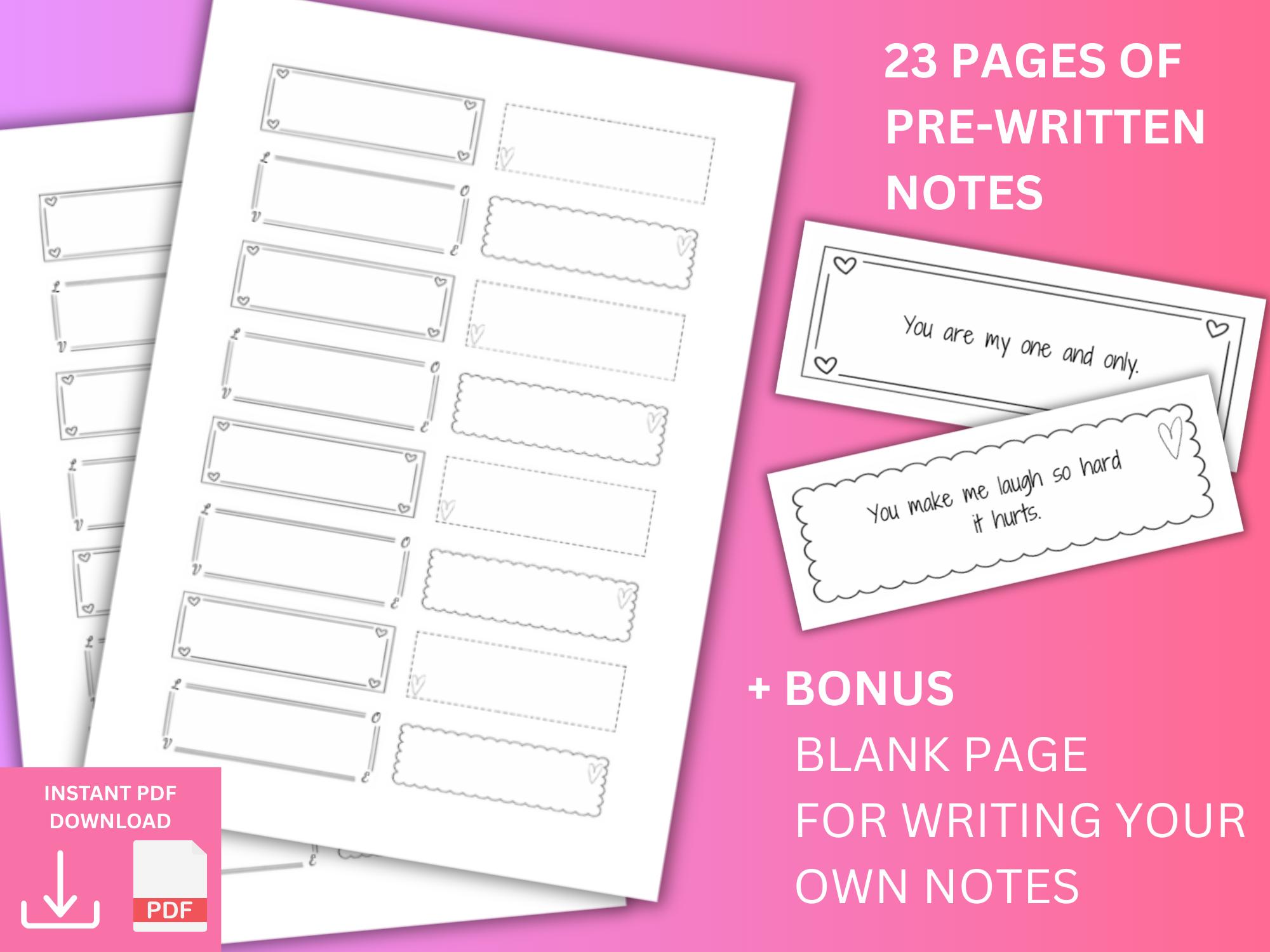 365 Printable Love Notes | Daily Love Messages | Valentine’s Day Gift ...