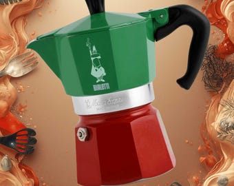 Bialetti Moka Express Italia | Ekspres do kawy na płytę kuchenną, czerwony i zielony