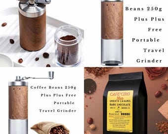 Donker gebrande Ethiopische koffiebonen, met tonen van chocolade en karamel, hele bonen (250 g)