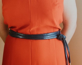 Rope Design Leather Belt, Handmade in Seattle