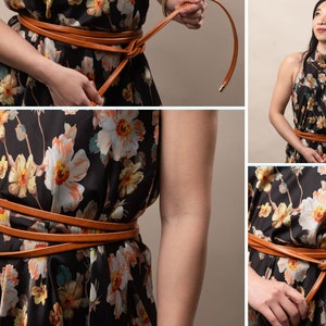 Skinny Wrap Belt for Dress | Vegan Leather Belt | Thin Belt Leather | Tie Belt Women | Leather Wrap Belt For Women | Obi Sash belt