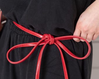 Vegan Leather Wrap Belt | Skinny Tie Belt, Plus Size Friendly