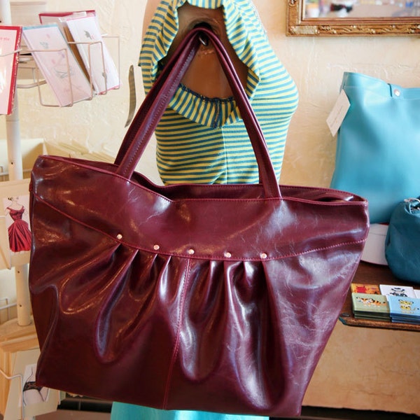 Burgundy Tote Bag - Padded Laptop shoulder bag