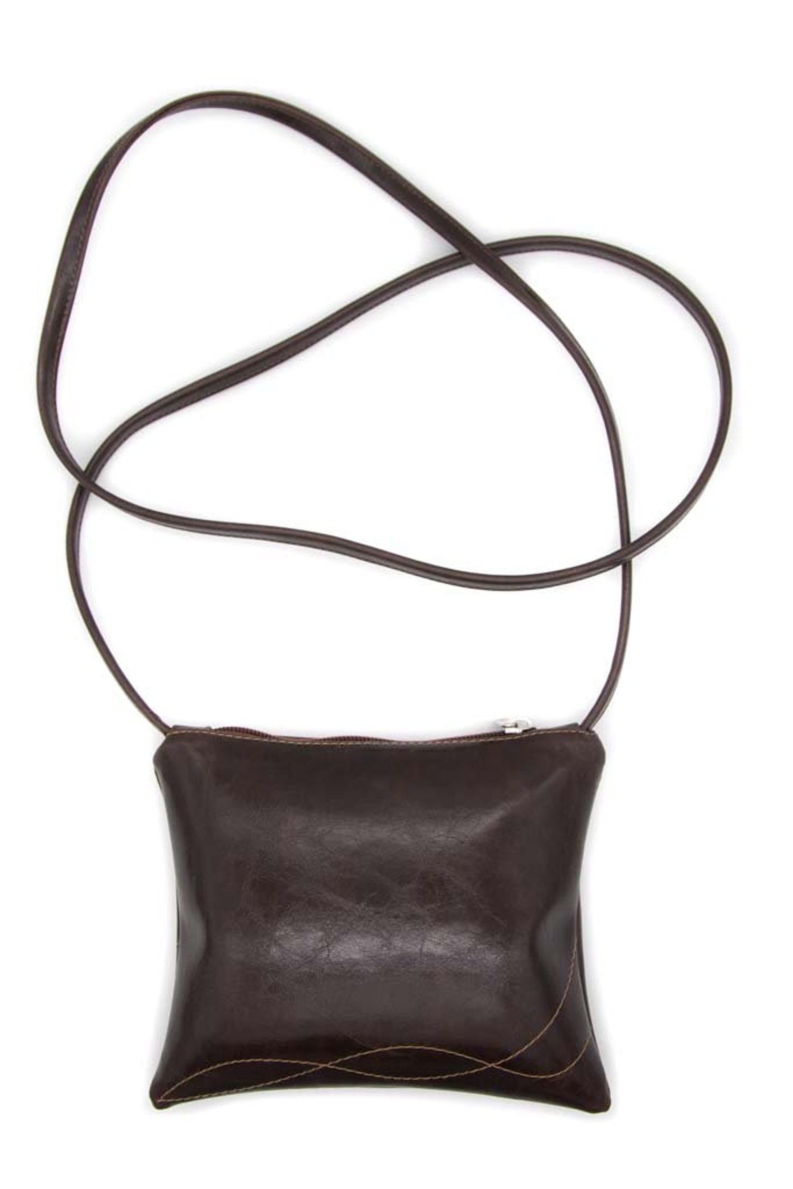 Small Crossbody Bag in Chocolate Brown Vegan Leather Etsy