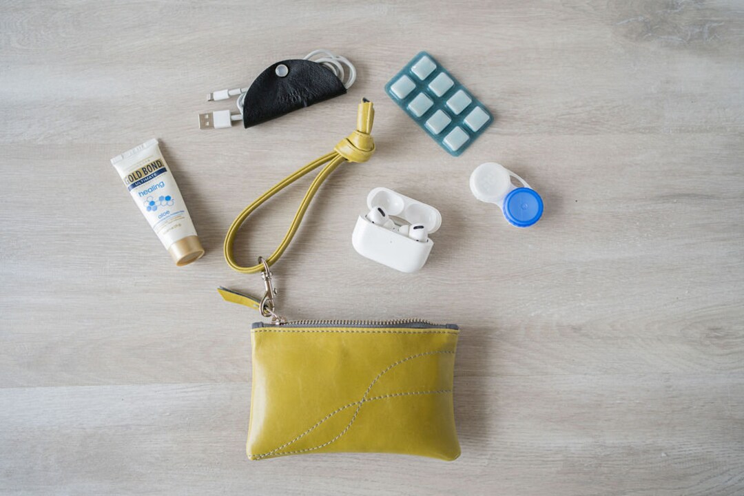 Small Travel Pouch L 9 Color Options L Vegan Leather Wristlet Pouch