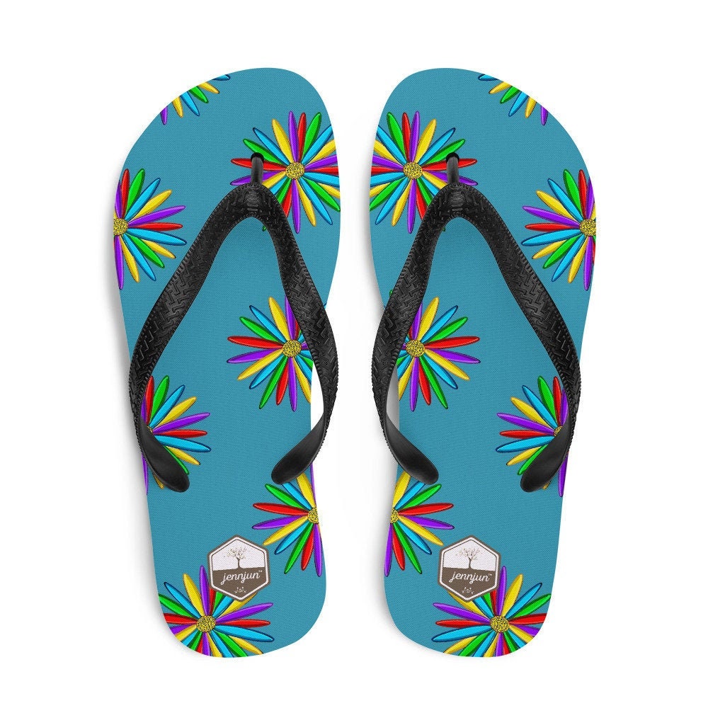 aqua colored flip flops
