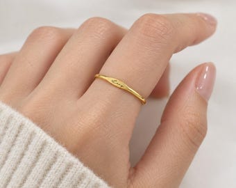 Personalized Name Ring, Dainty Initial Ring, Minimalist Name Ring, Stacking Ring, Gift For Her