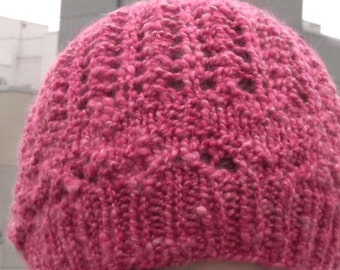 Cardiac Hat with Hearts and Lace - Knitting Pattern PDF