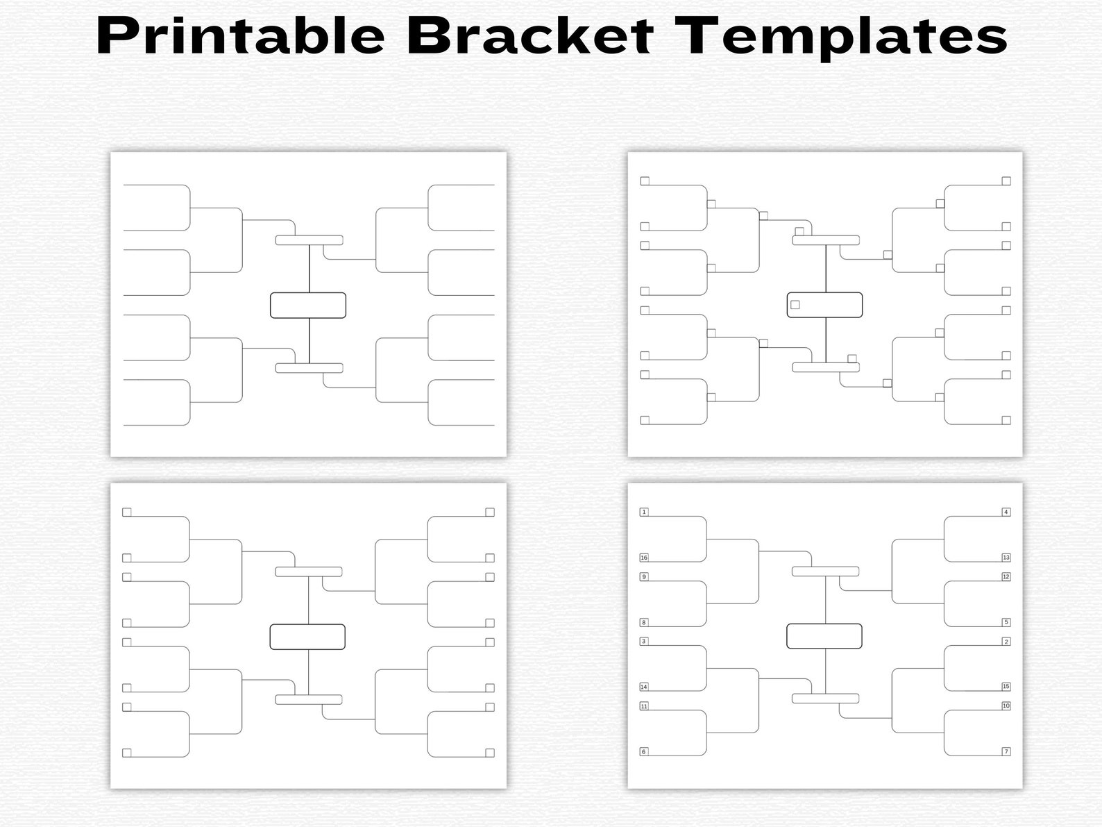 16 Slot Blank Tournament Bracket Template, PDF Instant Download ...