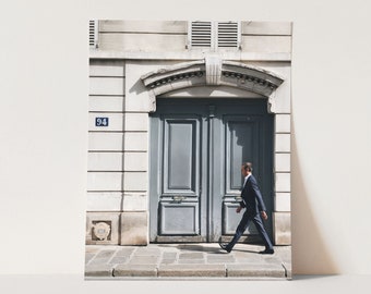 Paris blue door photography print, Paris wall art