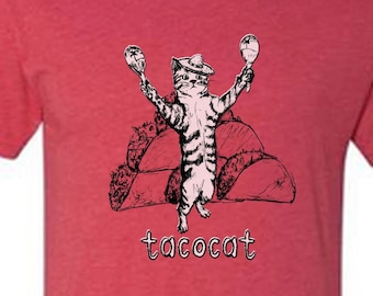 tacocat tshirt, cat tshirt, taco tshirt, more colors available, kids tshirt, megan lee designs, free ship, palindrome