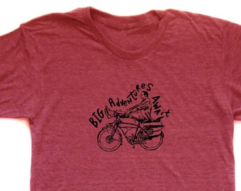 big adventures (pee wee) unisex t-shirt, big adventures await t-shirt, men's pee wee tshirt, fun bike tee, funny men or women's gift, 80's t