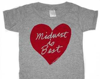 midwest is best kid's t-shirt, midwest is best heart, great kid's gift, birthday gift, cute kid's wear, midwest pride, kiddos, free ship