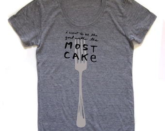 Women's Cake Lyric T-Shirt, Courtney Love Music Tee, Hand-Screened Bakery Apparel