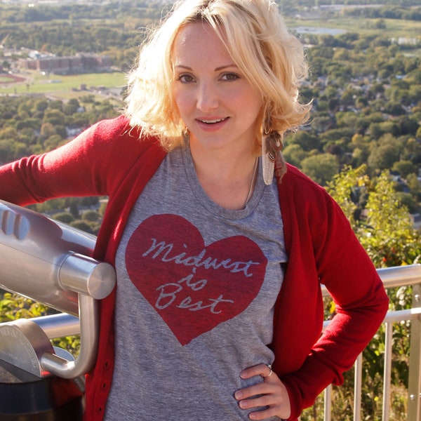 midwest is best women's t-shirt, midwest is best heart, midwest pride, midwest gift, midwestern wear, great lakes, screenprint, free ship