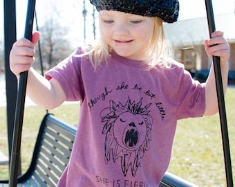 fierce lion kid's tee, feminist t-shirt, lion tshirt, girl empowerment tee, girl power, girls are the future, fun design, strong girl