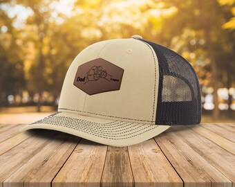 Personalized Father's Day Gift-Custom Dad Patch Hat-Dad Birthday Gift-Trucker Hat-New Dad Present-Personalized Trucker Hat-Leather Patch Hat
