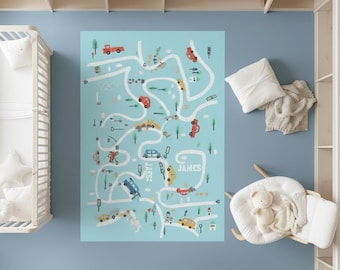 Personalized Kids Room Rug,Custom Nursery Dornier Rug, Personalized Road Play Rug, Personalized Rug for Home, Nursery, Housewarming gift