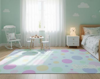 Custom Nursery Dornier Rug, Personalized Polka Dots Rug,  Personalized Rug for Home, Nursery, Housewarming gift, Personalized Kids Room Rug