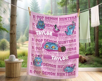 Huntrix Theme Personalized Blanket ,Demon Huntrix Kpop Blanket,Personalized Anime Blanket,Huntrix Fan Gift,Demon Hunters Anime Blanket