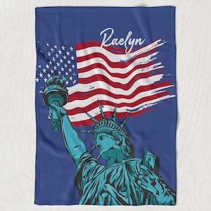 American Blanket Pattern, Statue of Liberty Over Flag, Statue of Liberty Pattern, Home of the Free Liberty, Patriotic Throw, American Theme