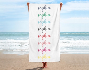 Custom Name Beach Towel, Matching Personalized Beach Towel, Customized Gift Towel, Pool Towel, Vacation Gift Towel-Bridesmaid Gift