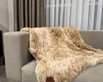 Luxurious Personalized Throw Blanket, Faux Rabbit Fur Blanket, 50"x60"  Custom Patch Faux Fur Blanket, Ultra Soft and Plush Faux Fur Blanket