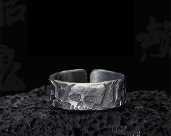 Schedel minimalistische ring - punk schedel ring - gotische sieraden - schedel sieraden - biker ring - verstelbare ring - cadeau voor hem