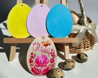 Personalized Easter Basket Tag, Name Tag, Wooden Egg, Kids Easter Basket, Easter Basket Tag, Personalized Easter Gift, Egg Tag, Petrykivka