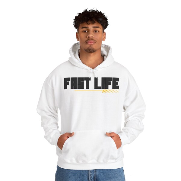 Chill in Comfort with our FAST LIFE White Hoodie - Perfect for Any Occasion"