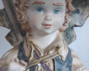 Vintage Capodimonte porseleinen lamp – handgeschilderd Italiaans jongensbeeldje