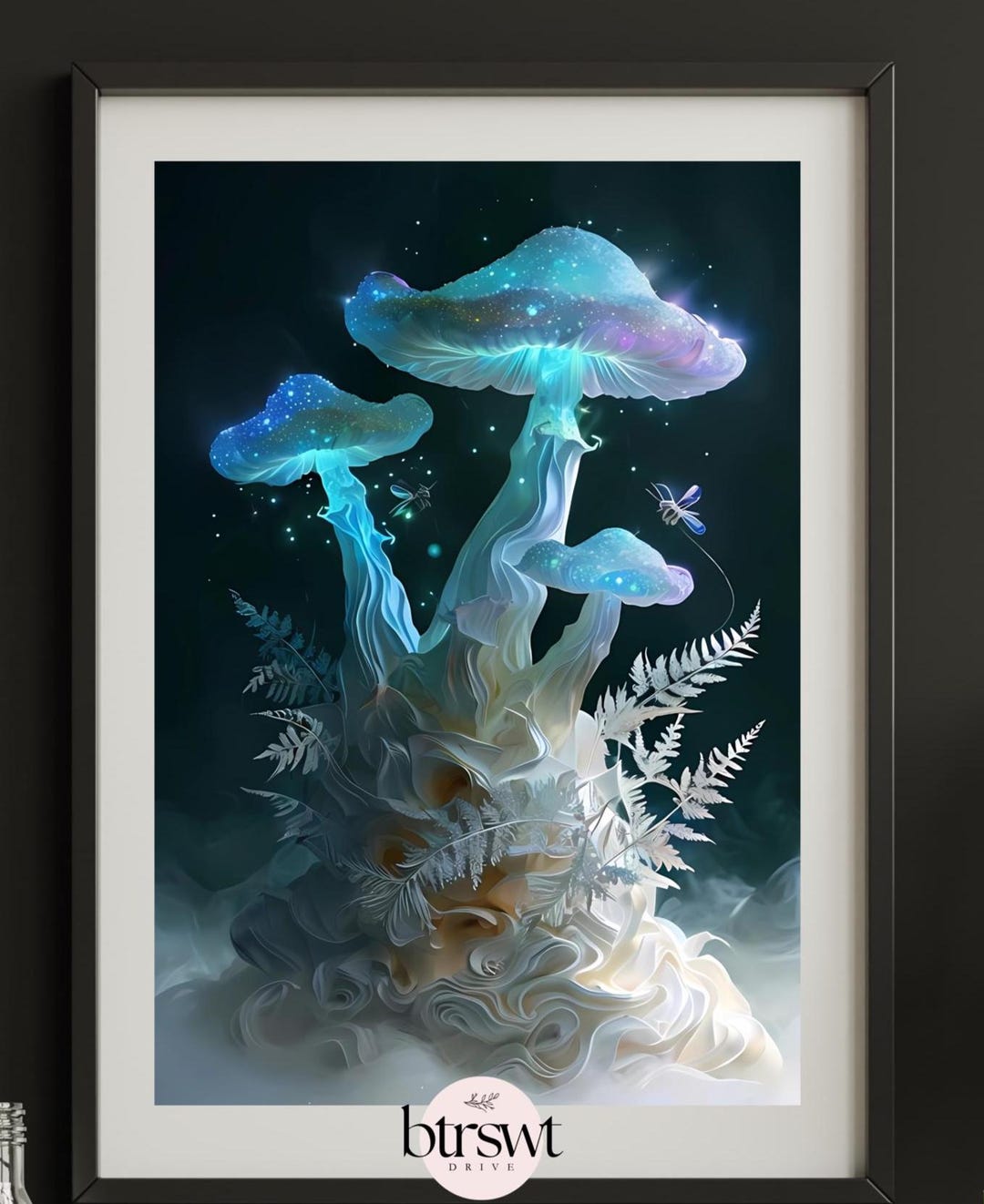 Neon Mushroom Poster: Trippy Fantasy Wall Art Print - Etsy