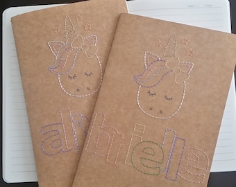 CUSTOM animal hand-embroidered notebook