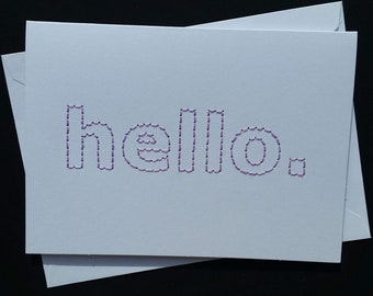 hello hand-embroidered card
