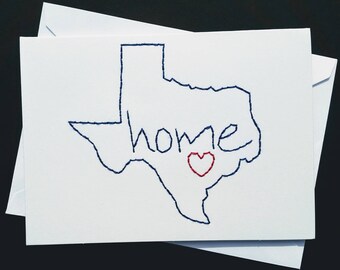 Texas  hand-embroidered card