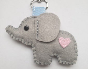 felt softie zipper charm - elephant