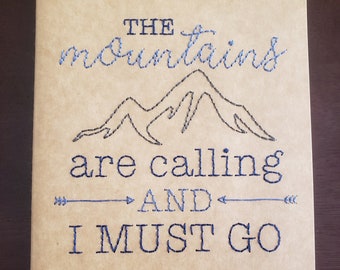 mountains calling - hand-embroidered notebook