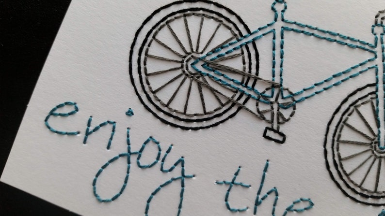 enjoy the ride hand-embroidered card image 2