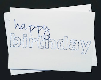 happy birthday hand-embroidered card