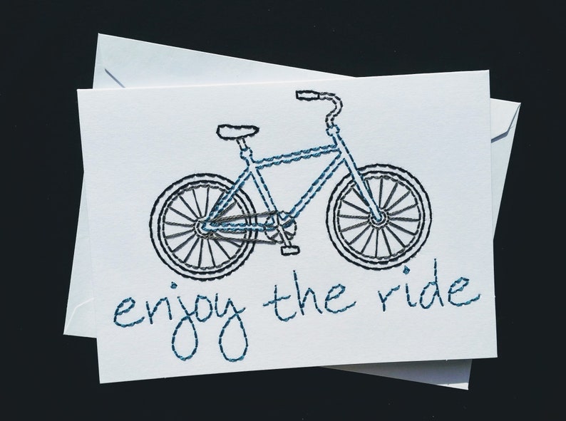 enjoy the ride hand-embroidered card image 1