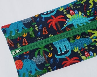 blue dino zipper pouch