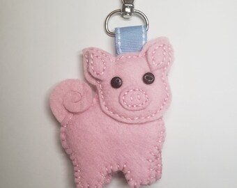 felt softie zipper charm - pig