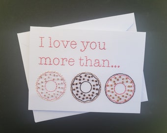 donut love hand-embroidered card