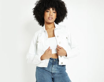White Women's Denim Jacket | Handmade Premium Quality Denim Trucker Jacket