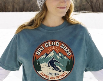 T-shirt Ski Club 2026, chemise de ski personnalisée Comfort Colors®, cadeau aventure alpine